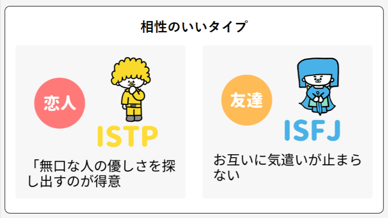 ESFJ(領事) 相性のいいタイプ