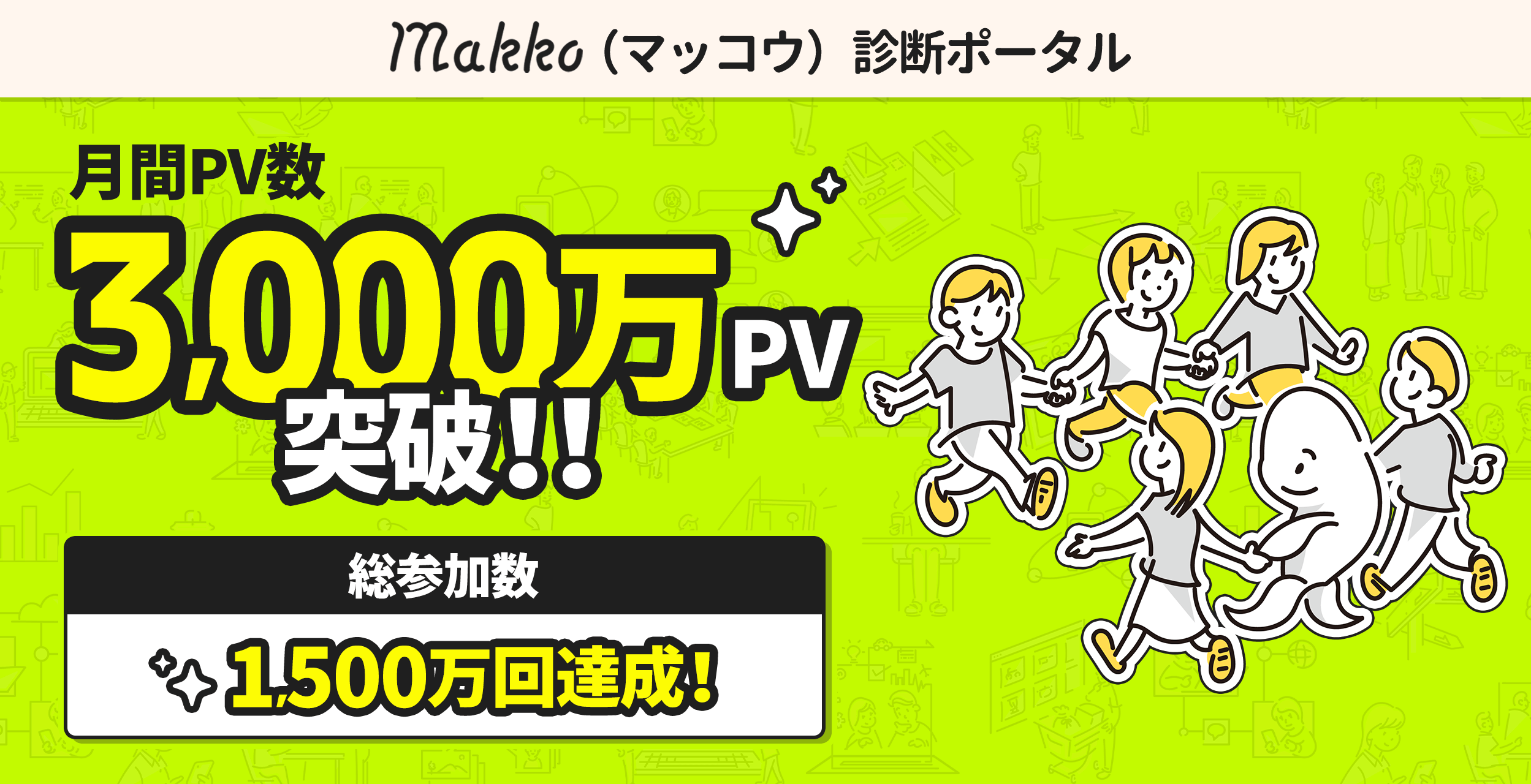 Makko診断ポータル月間3,000万PV&参加総数1,500万回を突破!
